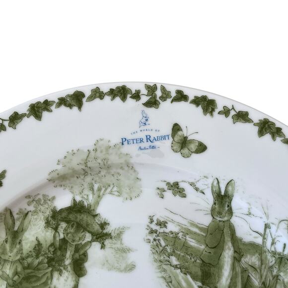Beatrix Potter Peter Rabbit Green Toile EASTER Salad Plates 8in Set of 4 NEW - Picture 7 of 15